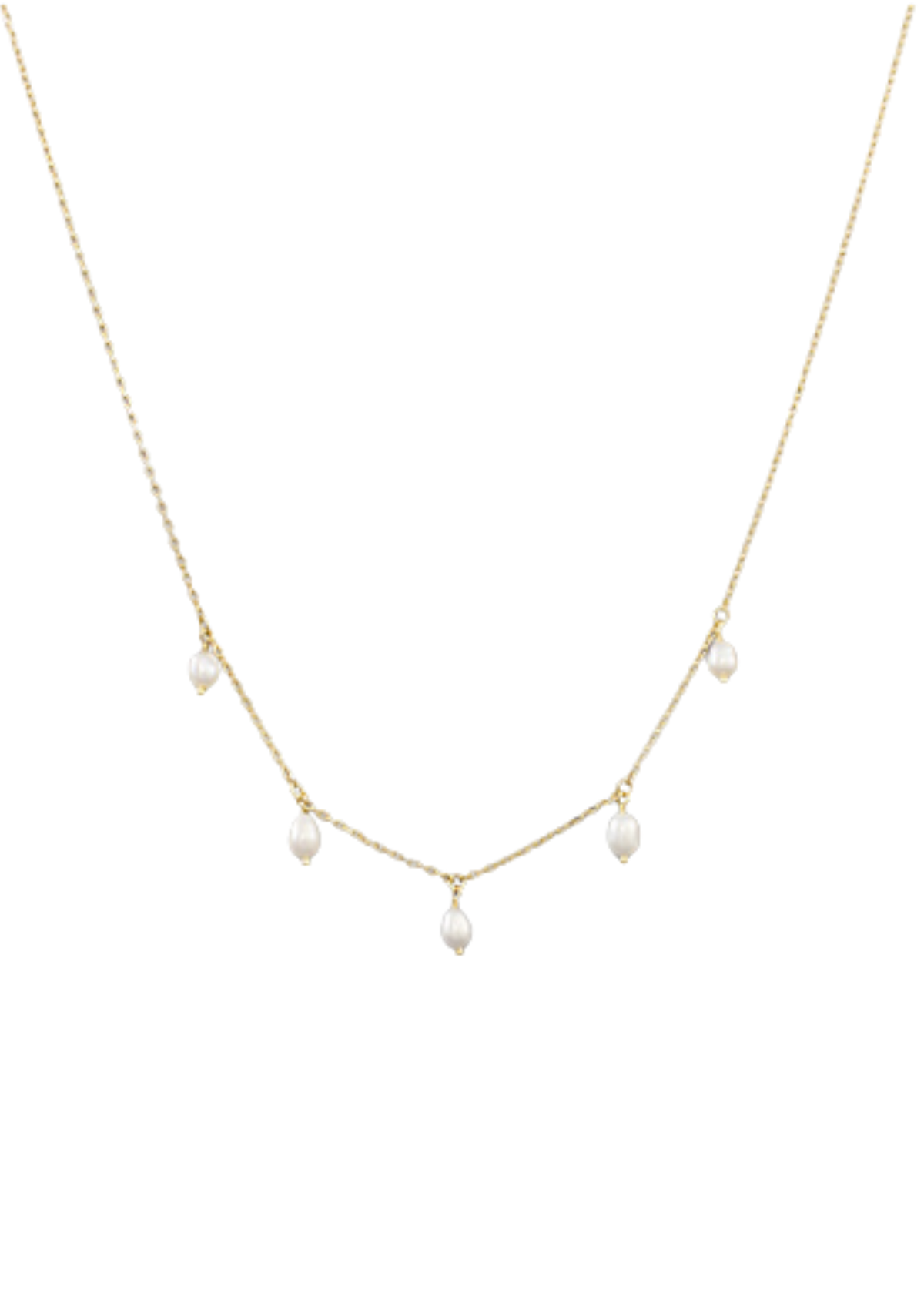 5 Freshwater Pearl Necklace - Gold/Cream Pearl