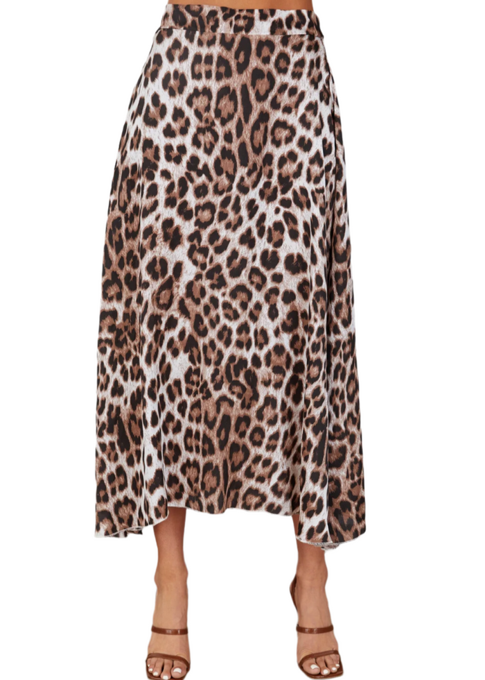 Leopard Print Midi Skirt