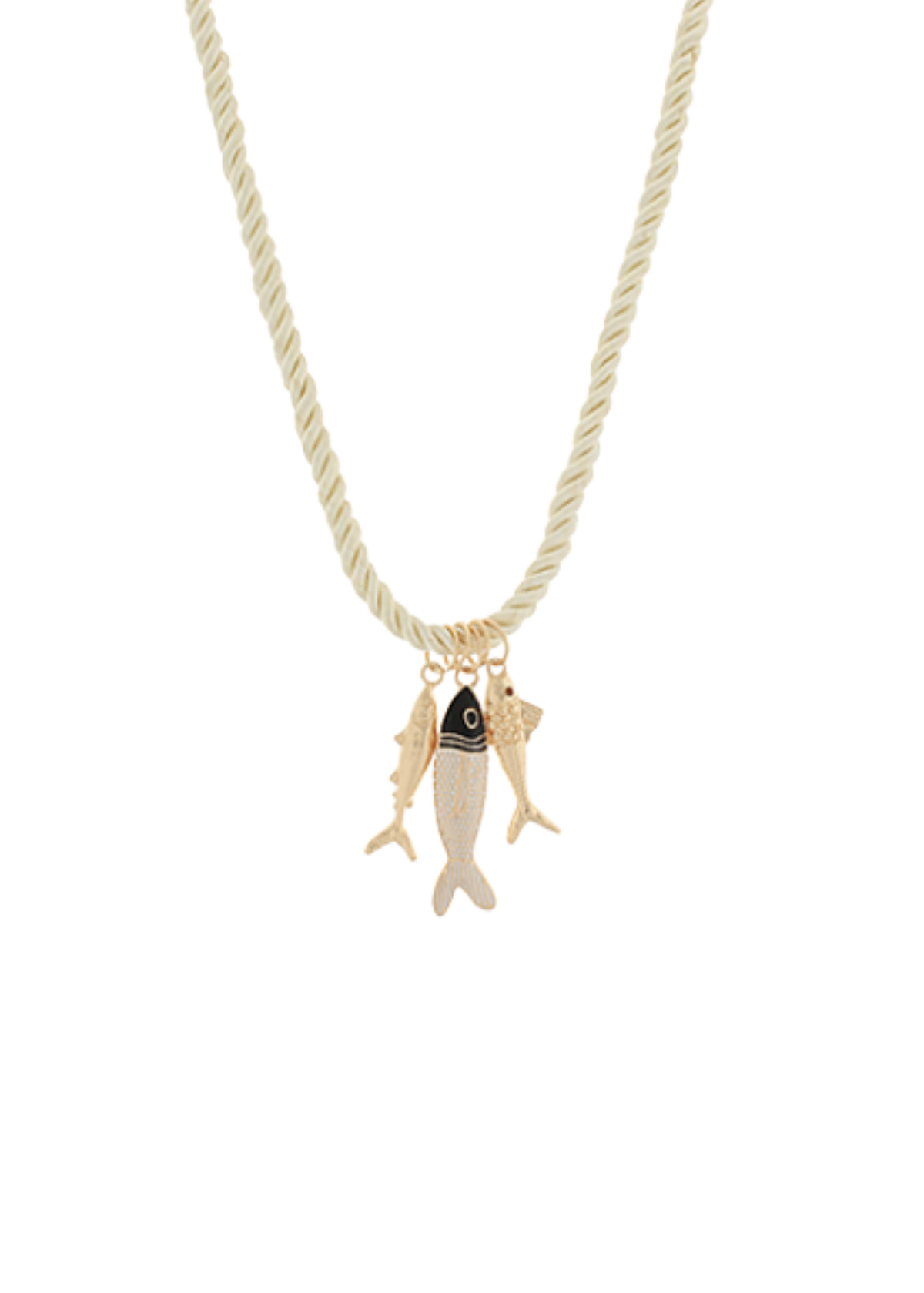 3 Fish Charm Cord Necklace