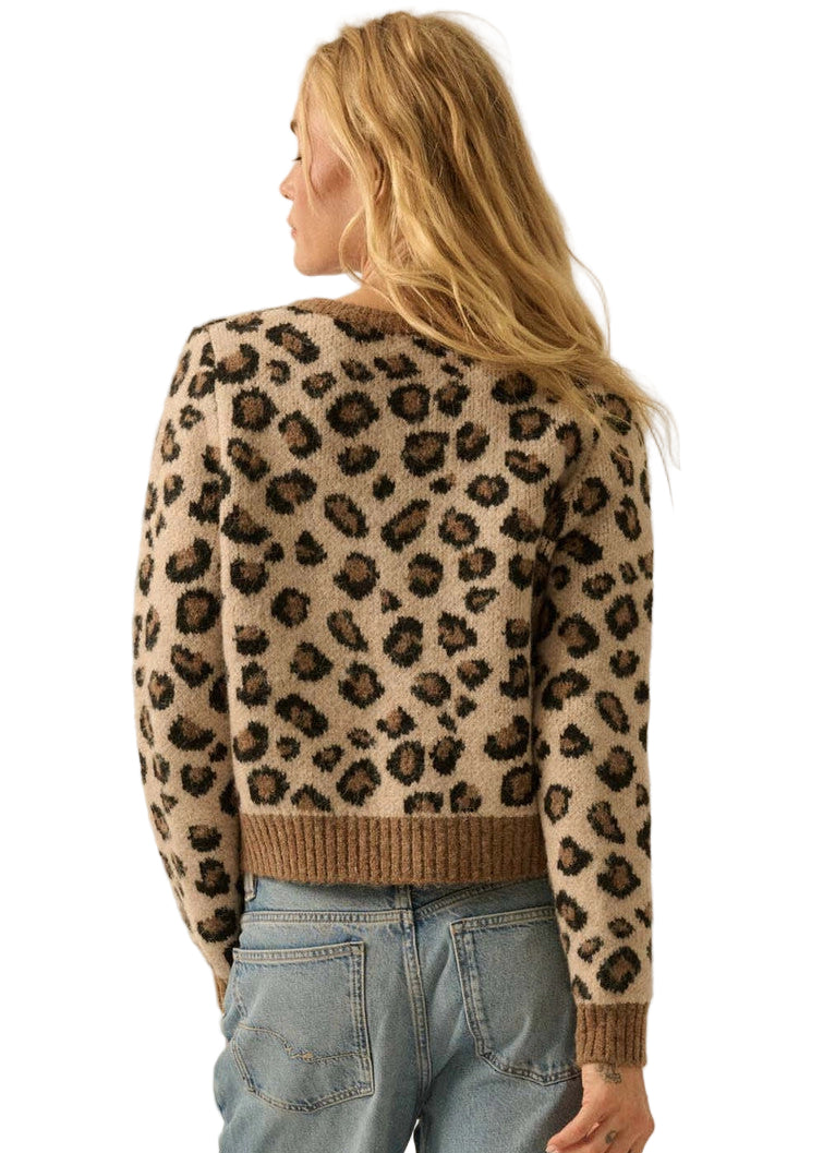 Leopard-Print Button-Front Cardigan