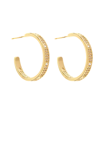 Pave Crystal Hoops-Gold