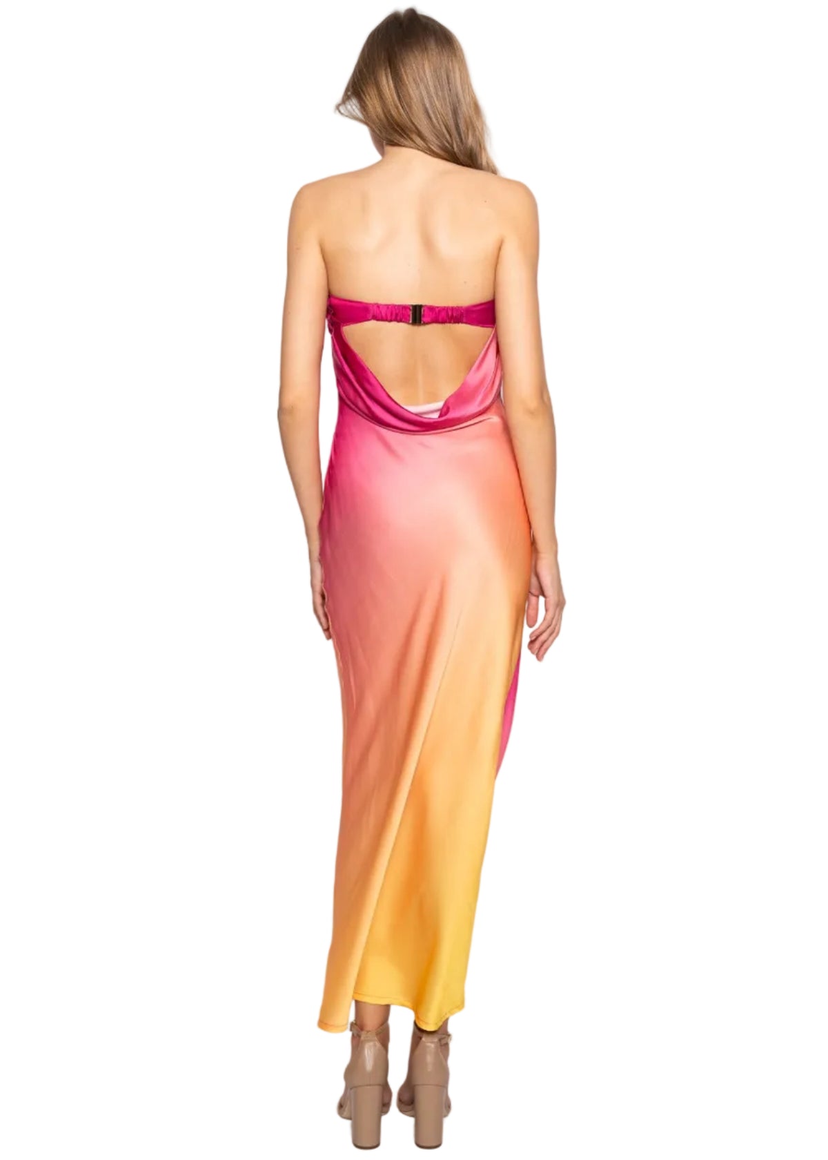 Strapless Elastic Clasp Back Maxi Dress