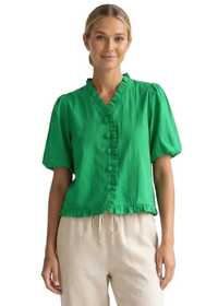 Ruffle Detail Bubble Sleeve Top