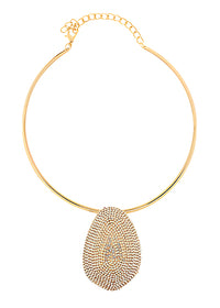 Pave Crystal Organic Pendant Choker