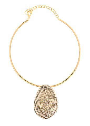 Pave Crystal Organic Pendant Choker