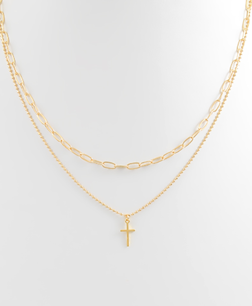 2 Layered Cross Pendant Necklace