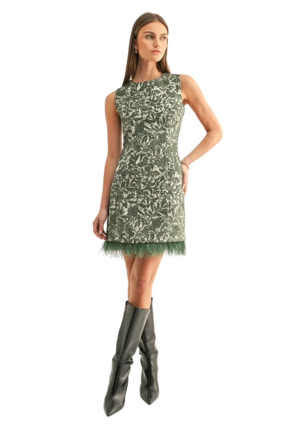 Dariel Sleeveless Jacquard Mini Dress