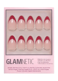 Rose Garden Press-On Nails | Red French Tip/Short Almond