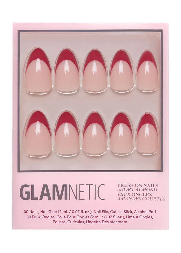 Rose Garden Press-On Nails | Red French Tip/Short Almond