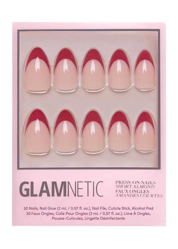 Rose Garden Press-On Nails | Red French Tip/Short Almond