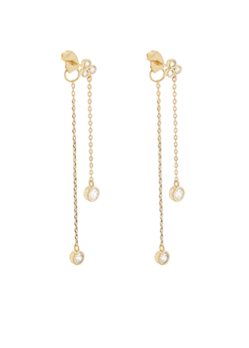 Cluster Crystal Chain Earrings-Gold/Clear