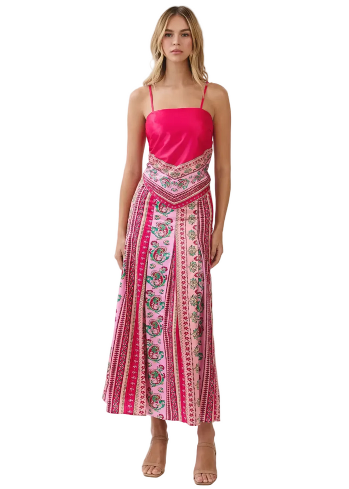 Scarf Print Smocked Back Cami Top