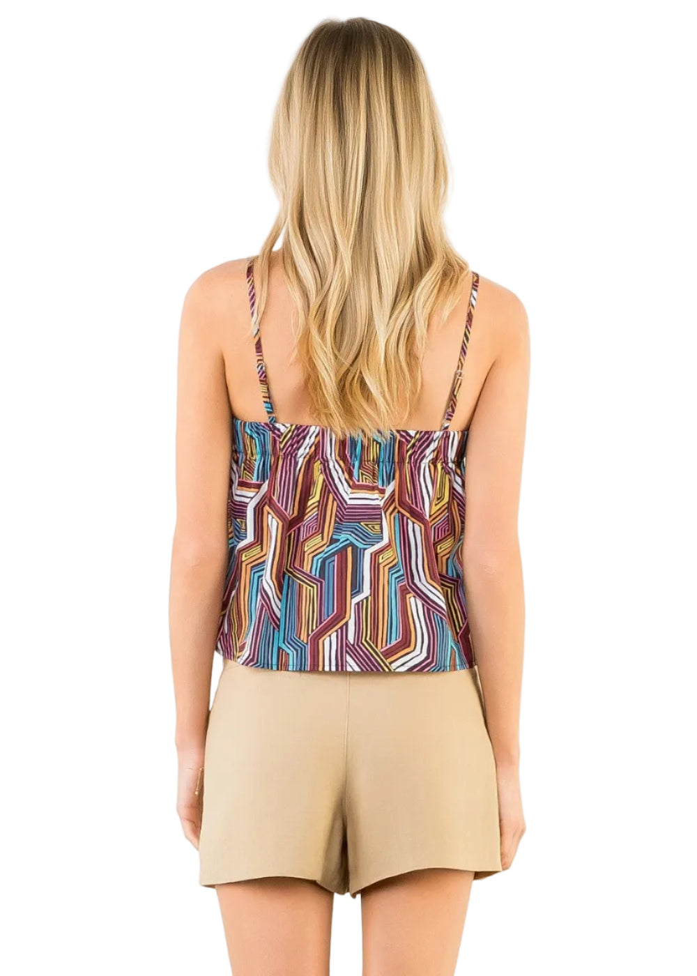 Geometric Pleated Strap Tank