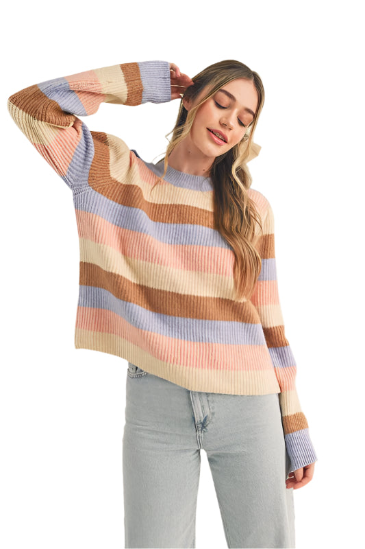 Stripe Color Block Pullover Sweater