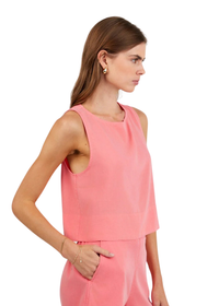 Sleeveless Boat Neck Split Back