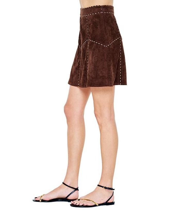 Eris Faux Suede Piping Mini Skirt
