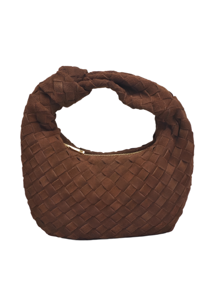 Autumn Woven Genuine Suede Leather Clutch