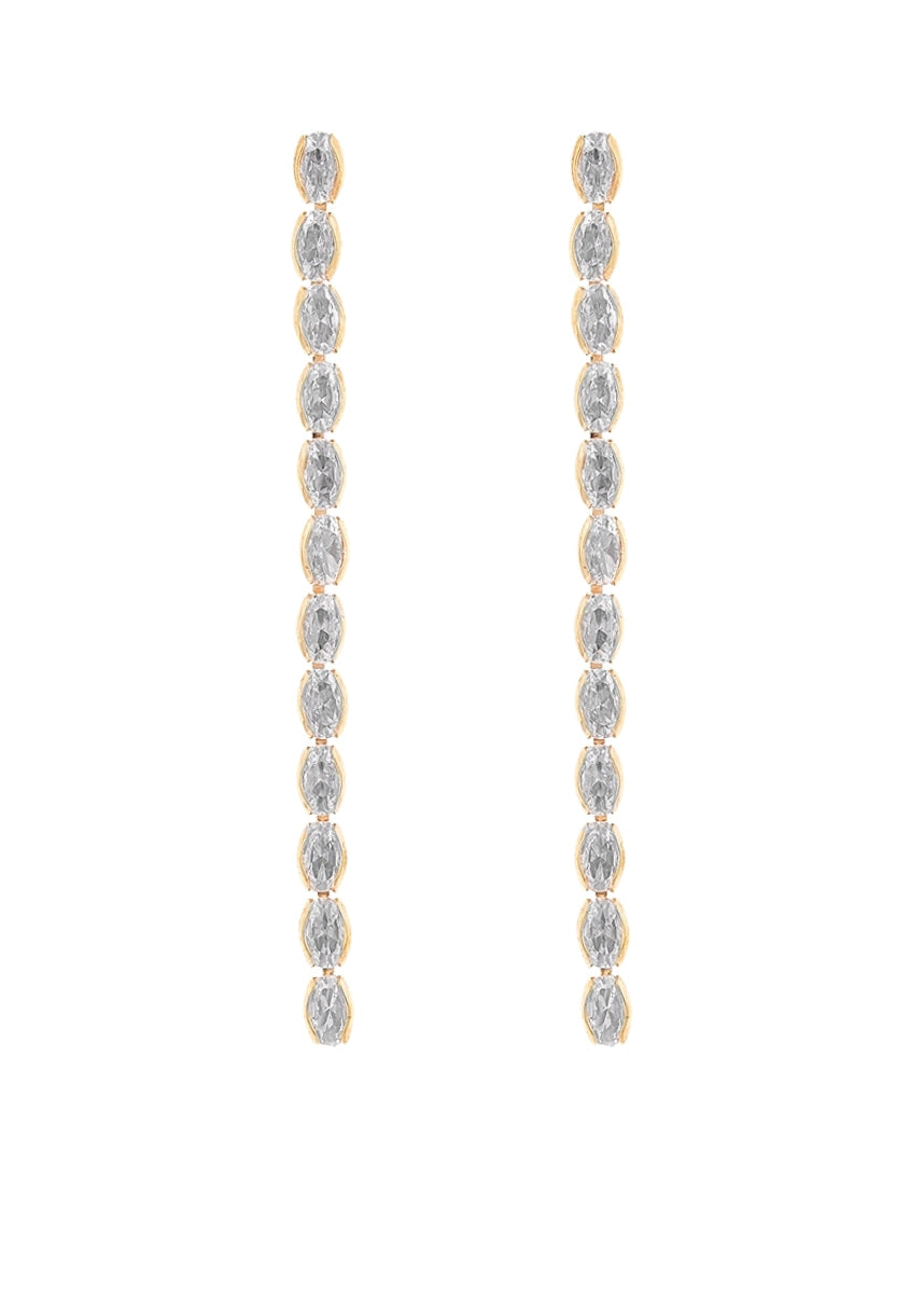 Linear Pave CZ Baguette Earrings - Gold/Clear