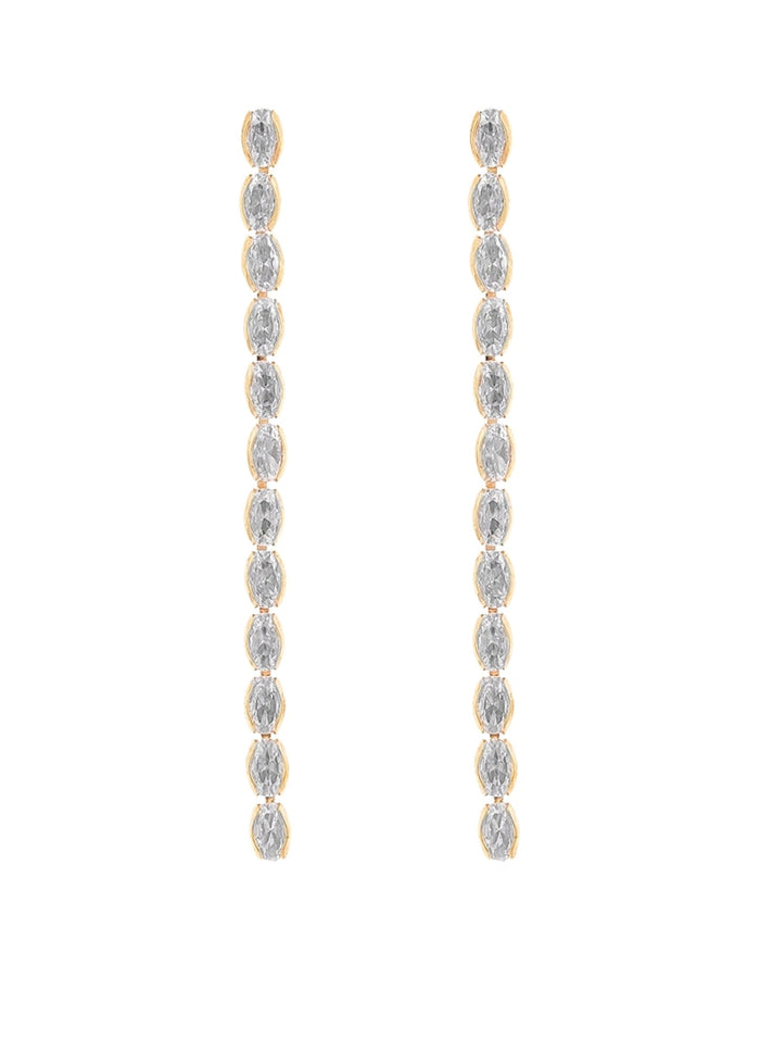 Linear Pave CZ Baguette Earrings - Gold/Clear
