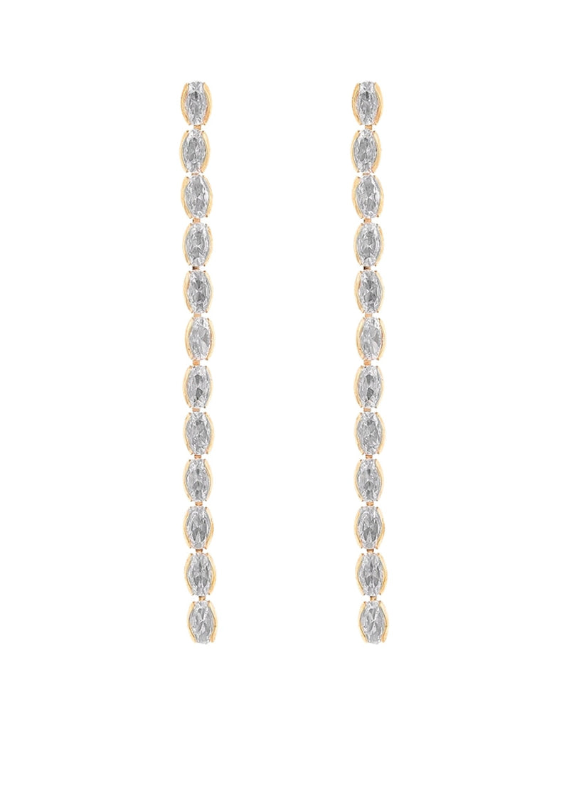Linear Pave CZ Baguette Earrings - Gold/Clear