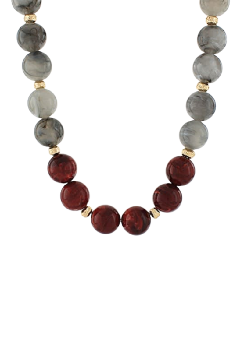 Two Block Acrylic Big Ball Bead Necklace