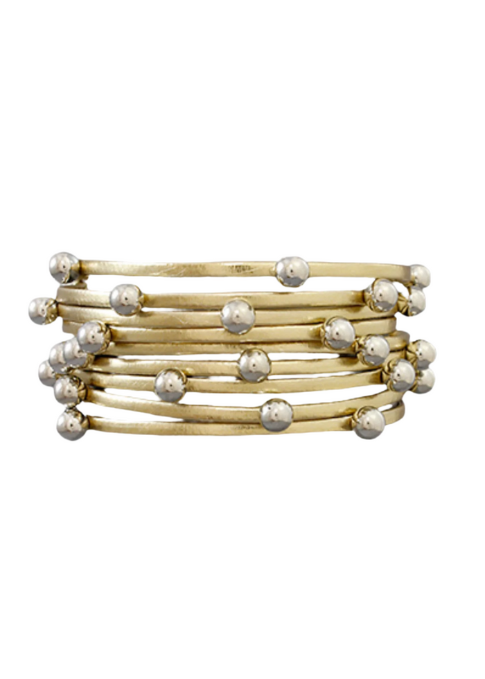 Ball Studded Metallic Leather Bracelet