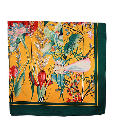 Printed Bandana Scarf - Flower/Yellow