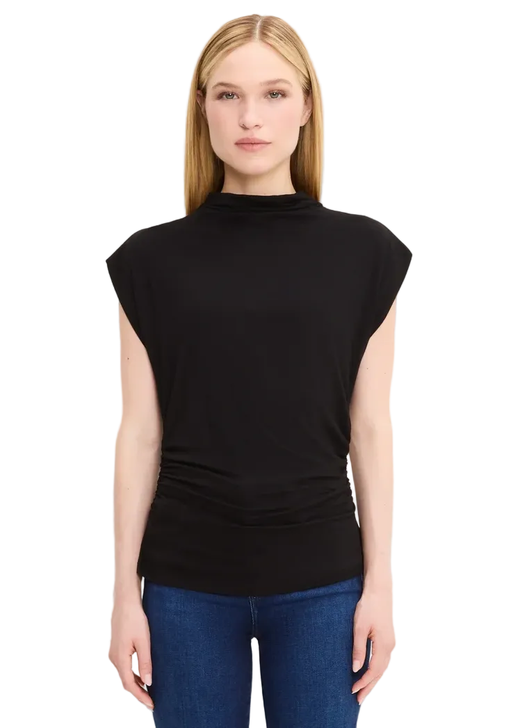 Mina Mock Neck Power Shoulder Top