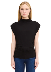 Mina Mock Neck Power Shoulder Top