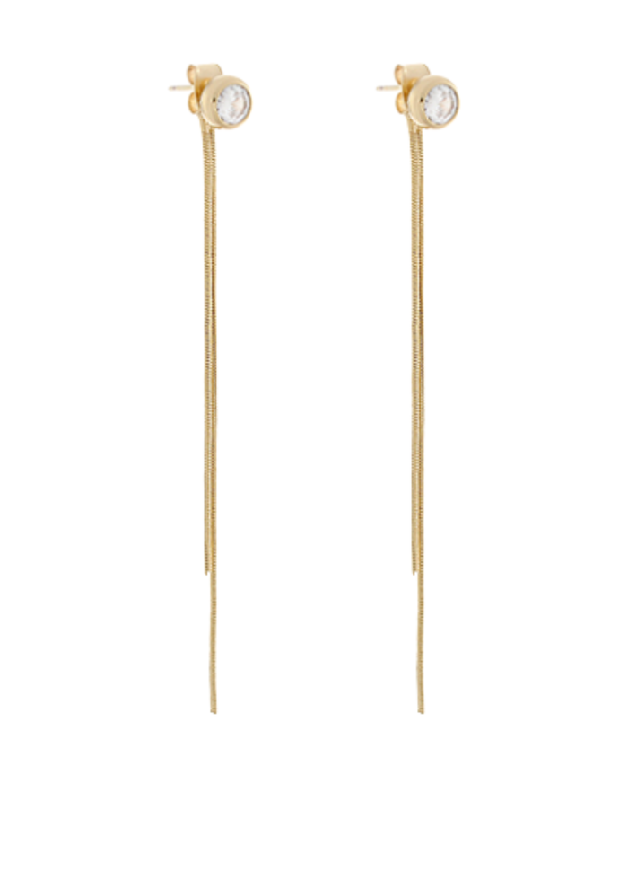 Crystal Chain Long Earrings