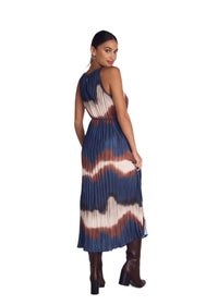 Pleated Side Slits Midi Dress