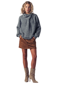 Detachable Scarf Button Wool Blend Sweater