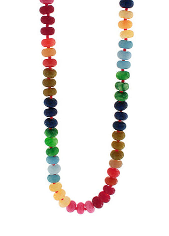Semi Wide Stone Beaded Necklace