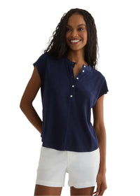 Short Sleeve Placket Pullover