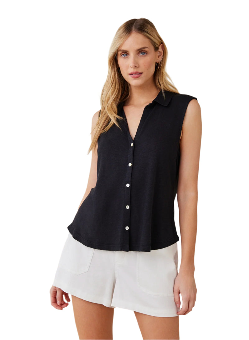 Sleeveless Button Front Top