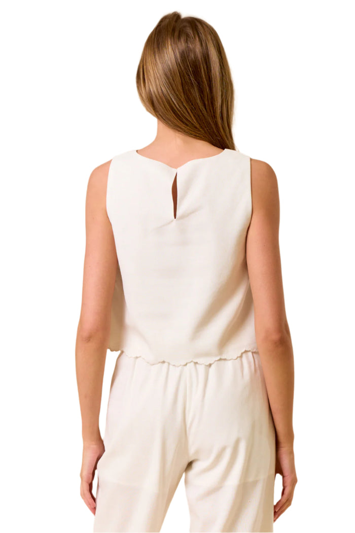 Sleeveless Scalloped Crop Top