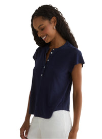 Short Sleeve Placket Pullover