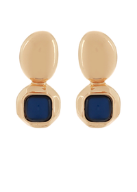 Square Dome Shape Stone & Oval Earrings