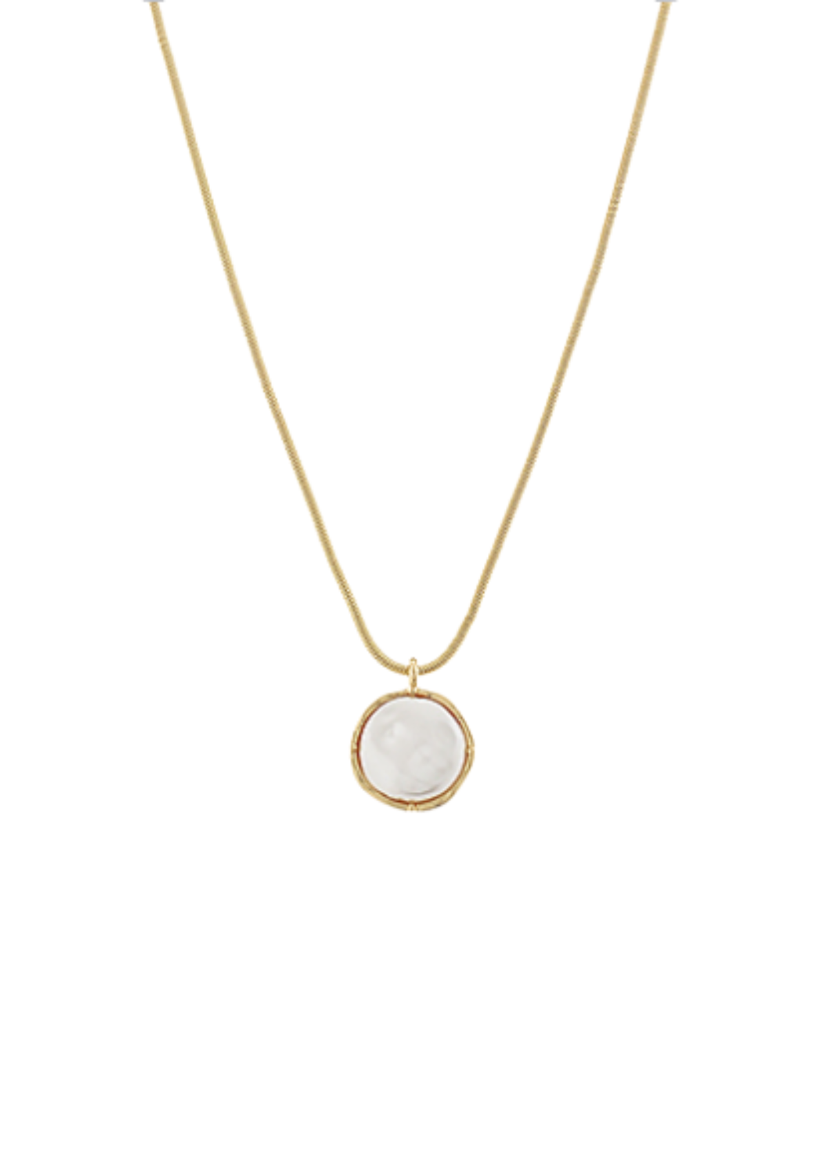 Coin Pearl Pendant Snake Chain Necklace