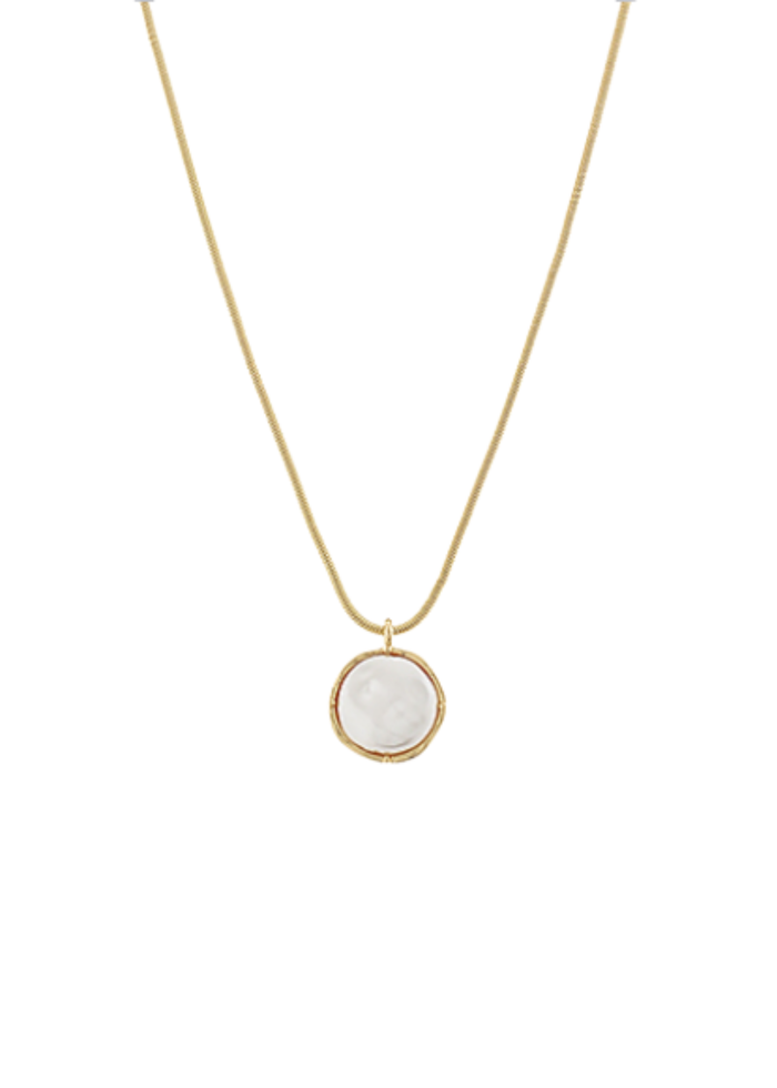 Coin Pearl Pendant Snake Chain Necklace