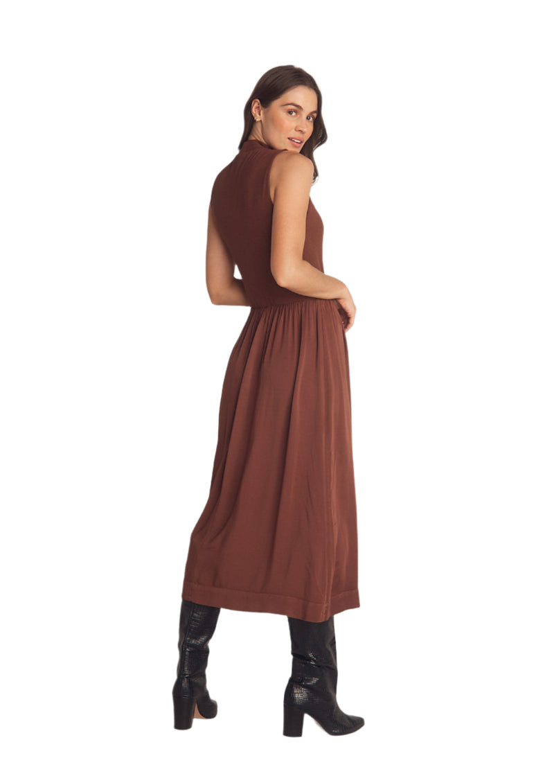 S/L Mock Neck Mixed Dress