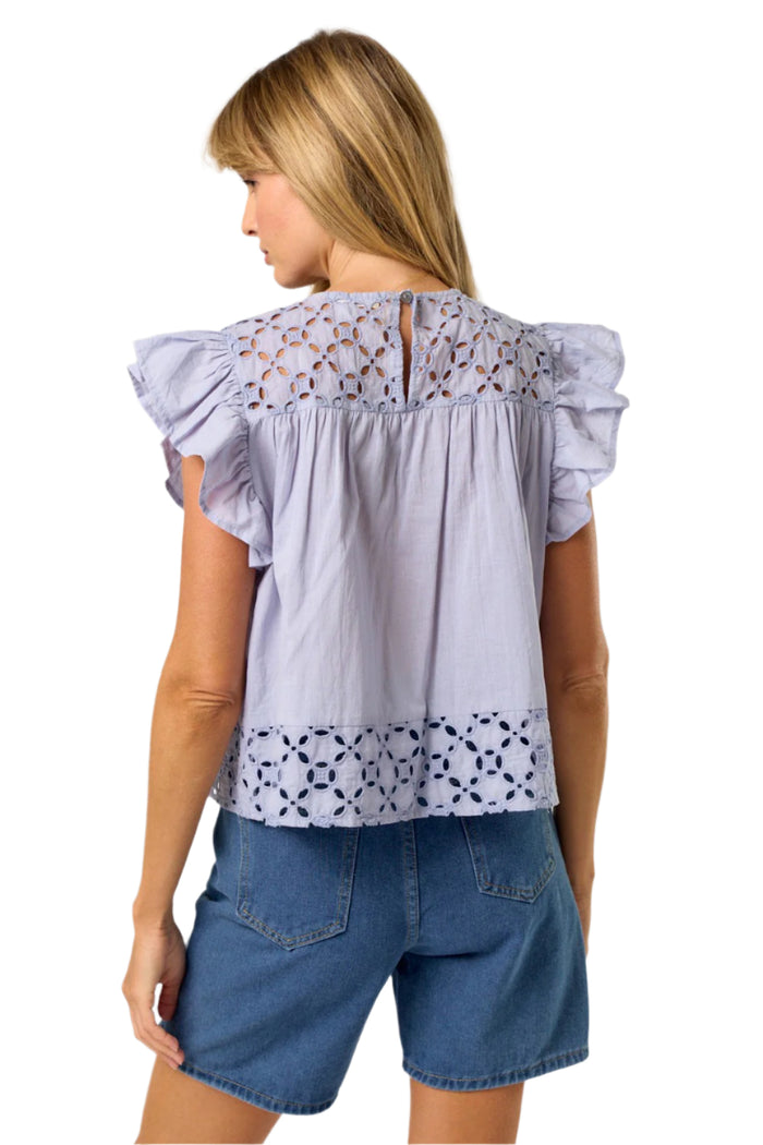 Ruffled Sleeves Embroidered Top