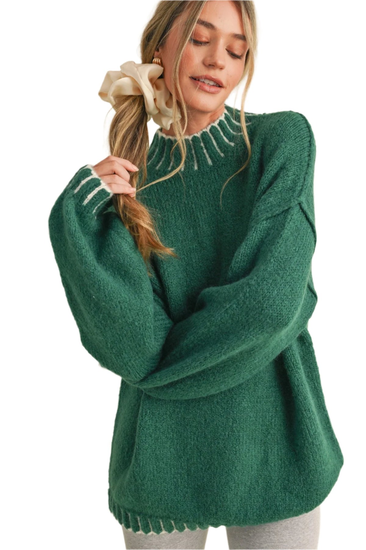 Oversized Mock Neck Pullover Sweater