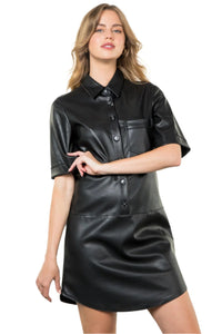 Jamie Faux Leather Shirt Dress