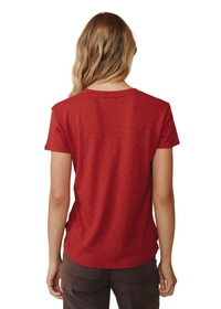 Side Slit V-Neck Tee - Ruby Red