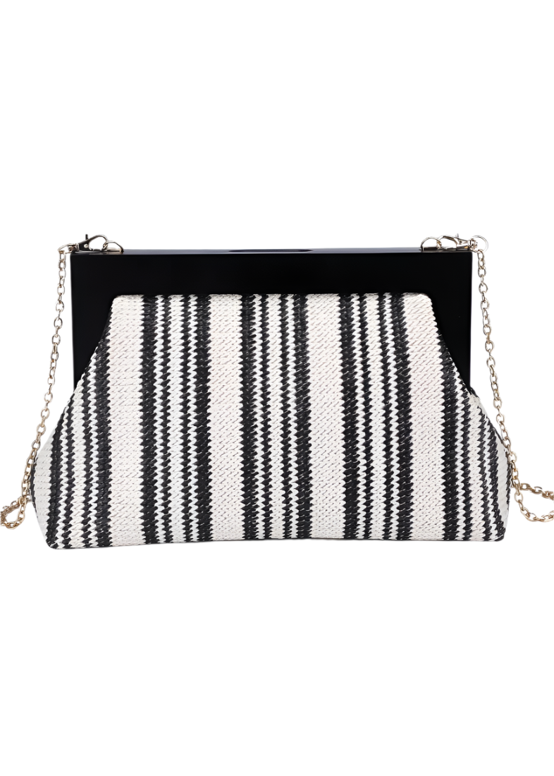 Margot Stripe Straw Clutch
