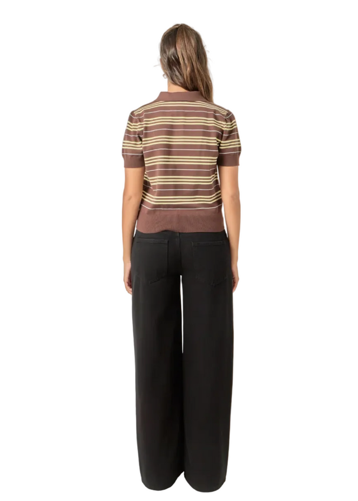 Striped Polo Knit Top