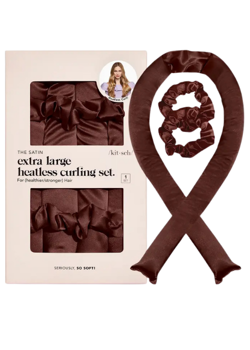 XL Satin Heatless Curling Set - Chocolate