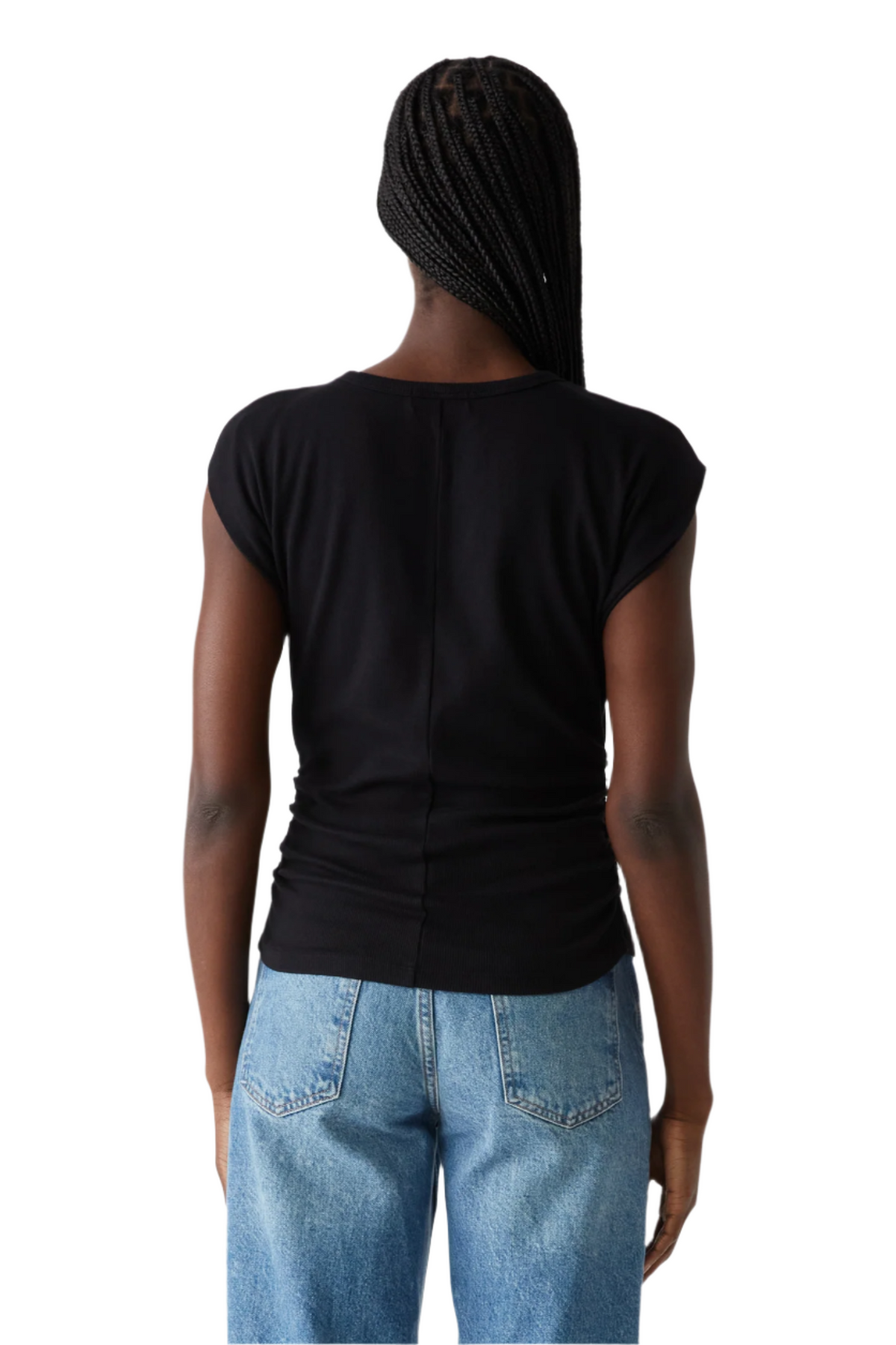 Joni Crew Neck Power Shoulder Top