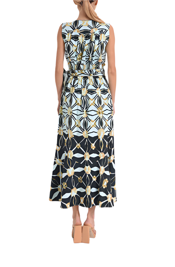 Esthella Split Print Sleeveless Wrap Dress